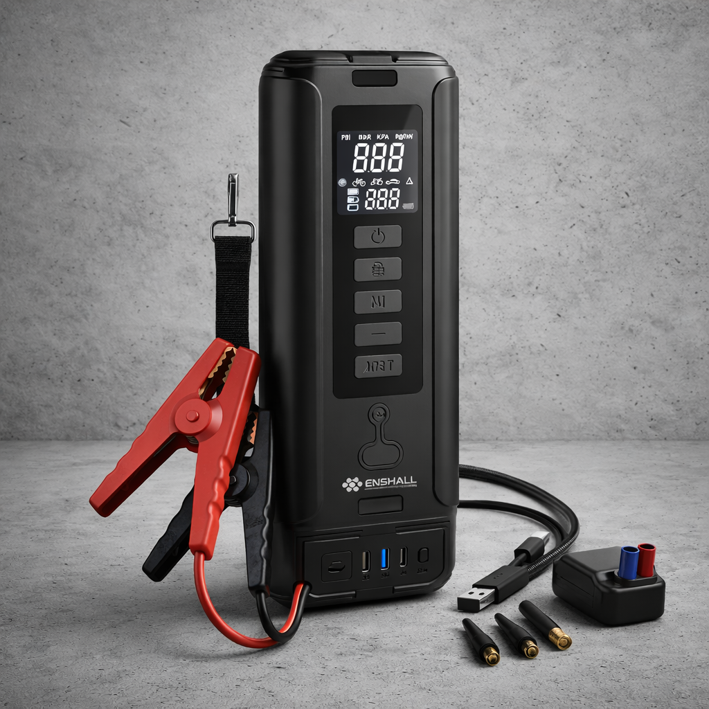 4in1 Akü Takviyeli Akıllı Hava Kompresörü (LED + Powerbank)